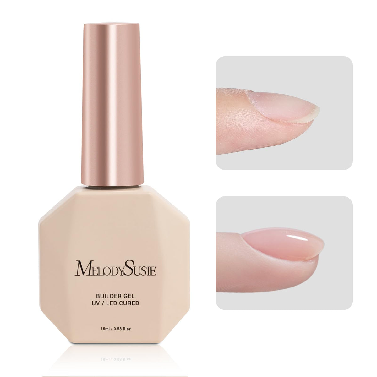 MelodySusie front packaging showing clear builder gel and label, professional results