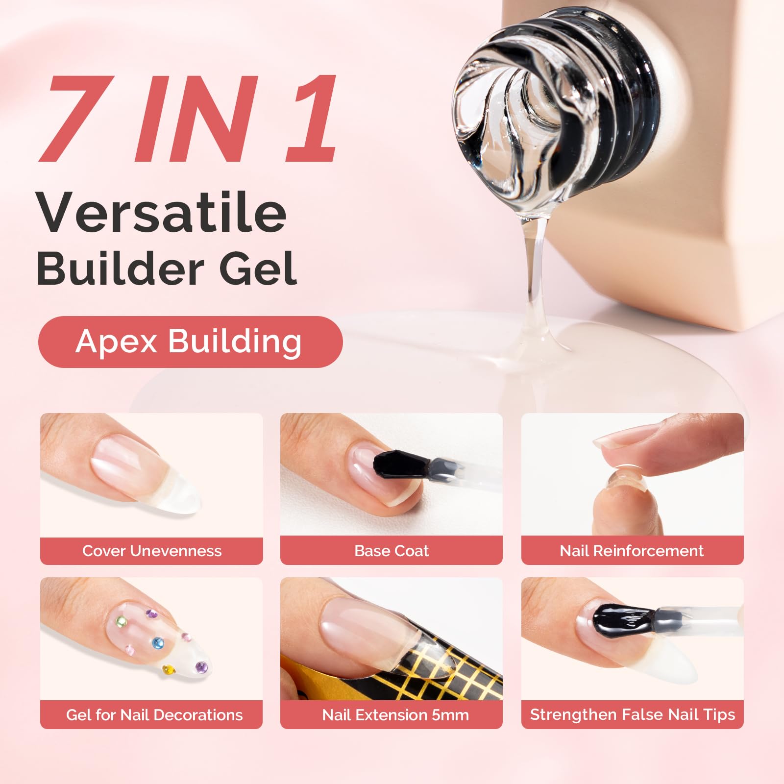 MelodySusie clear builder gel texture demonstrating smooth self-leveling