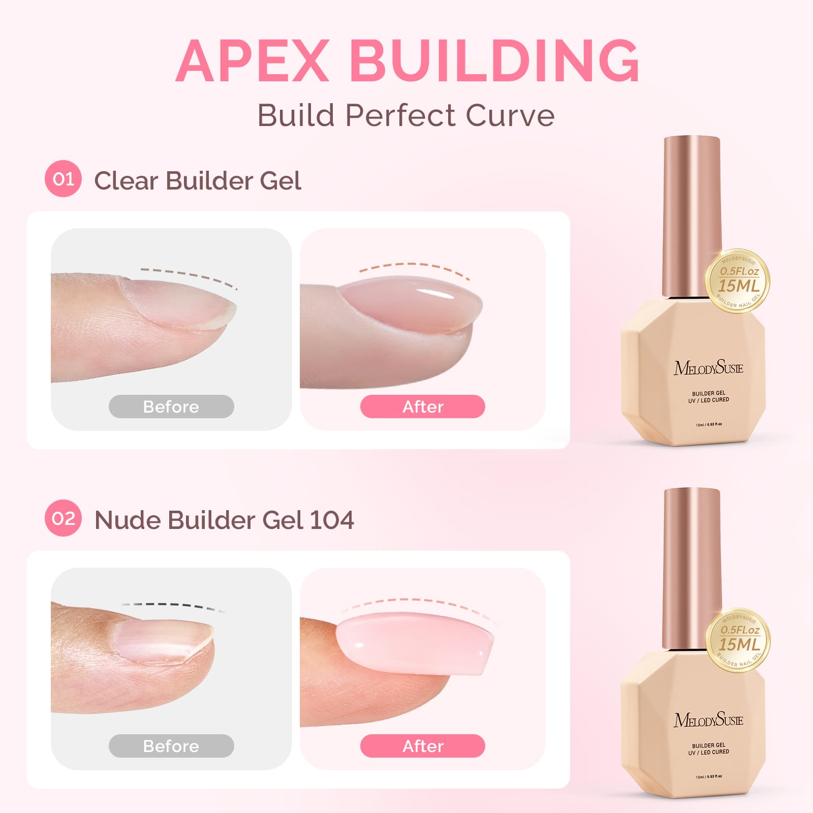 MelodySusie clear gel texture close-up highlighting smooth self-leveling