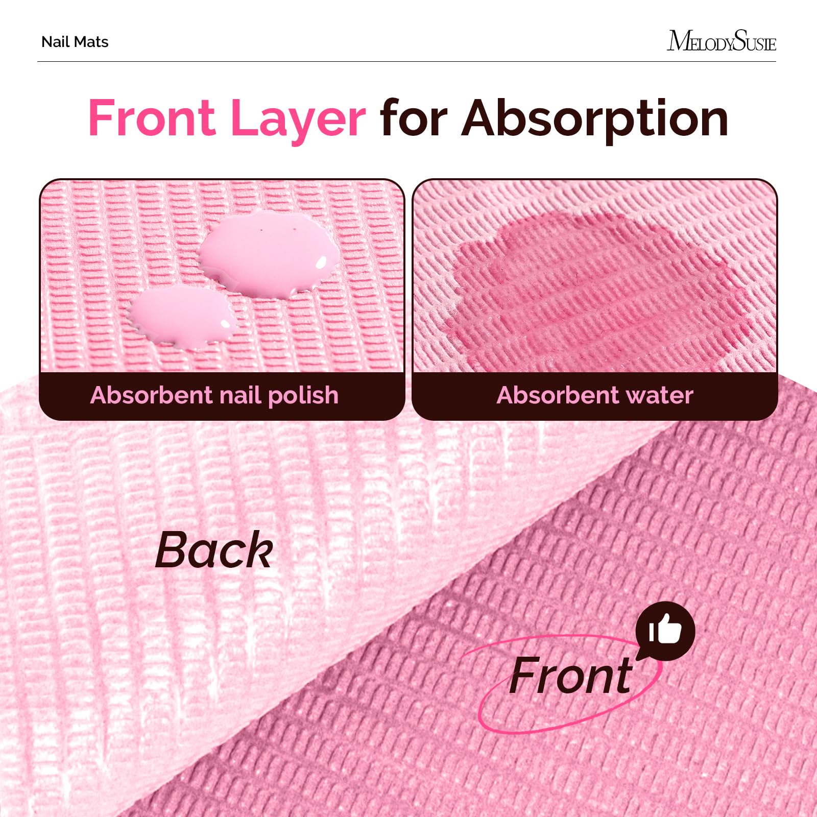 MelodySusie close-up of 3-ply texture highlighting quick absorption benefit