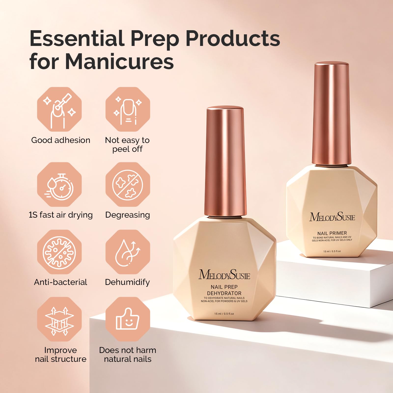 MelodySusie label close-up highlighting acid-free HEMA-free formulation