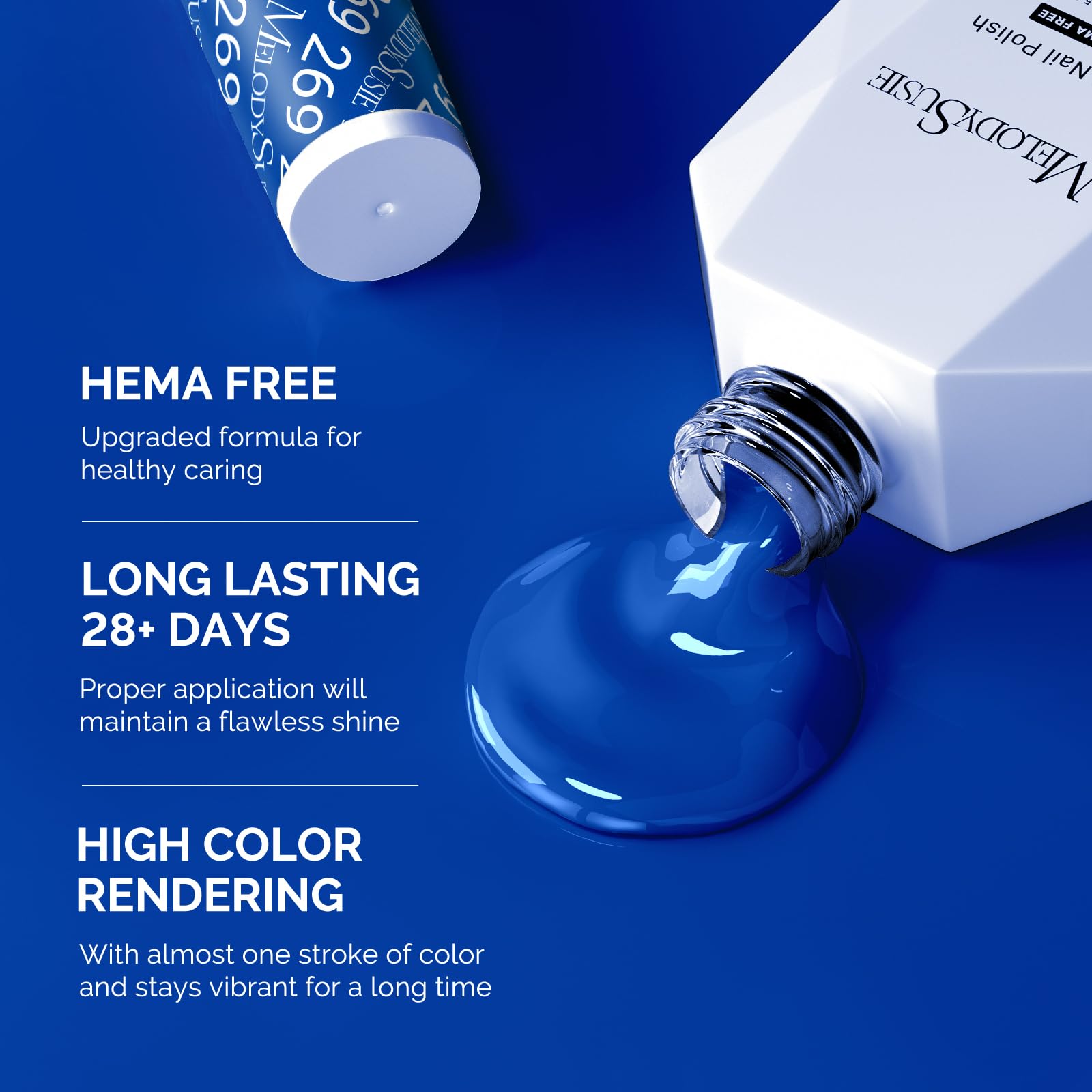MelodySusie color swatch strip illustrating true royal blue pigment for rich coverage