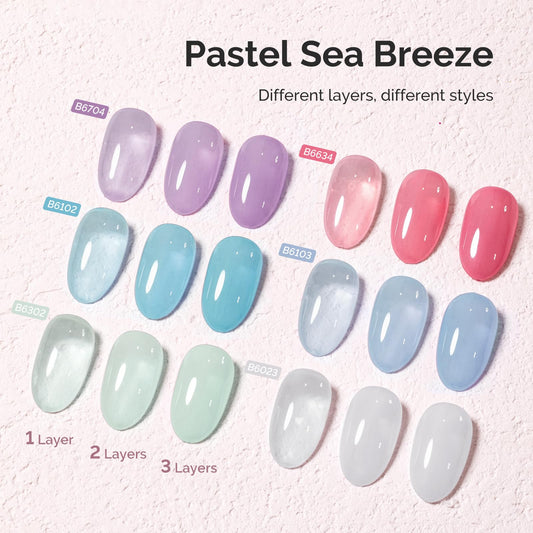 MelodySusie color swatch strip displaying six translucent sea breeze shades for mixing