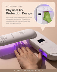 MelodySusie lamp beside a hand to show compact, travel-friendly scale