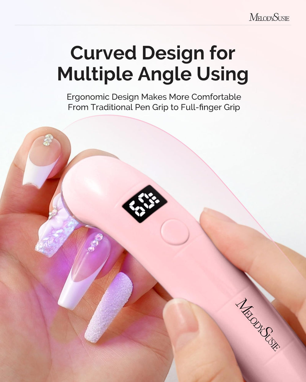 MelodySusie close-up of concave head highlighting focused light for precise cures