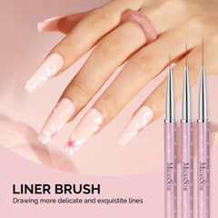MelodySusie brush set creating floral nail art, enabling fine lines and effects