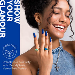 MelodySusie cured nail closeup highlighting high-gloss finish and long-lasting wear