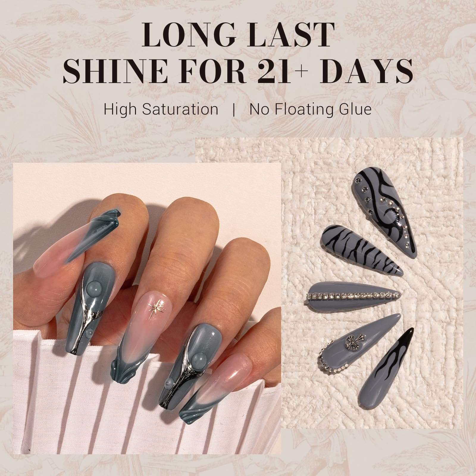 MelodySusie cured nails lifestyle shot showing durable salon-ready look