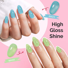 MelodySusie finished manicure in spring outfit scene, showing wearable style benefit