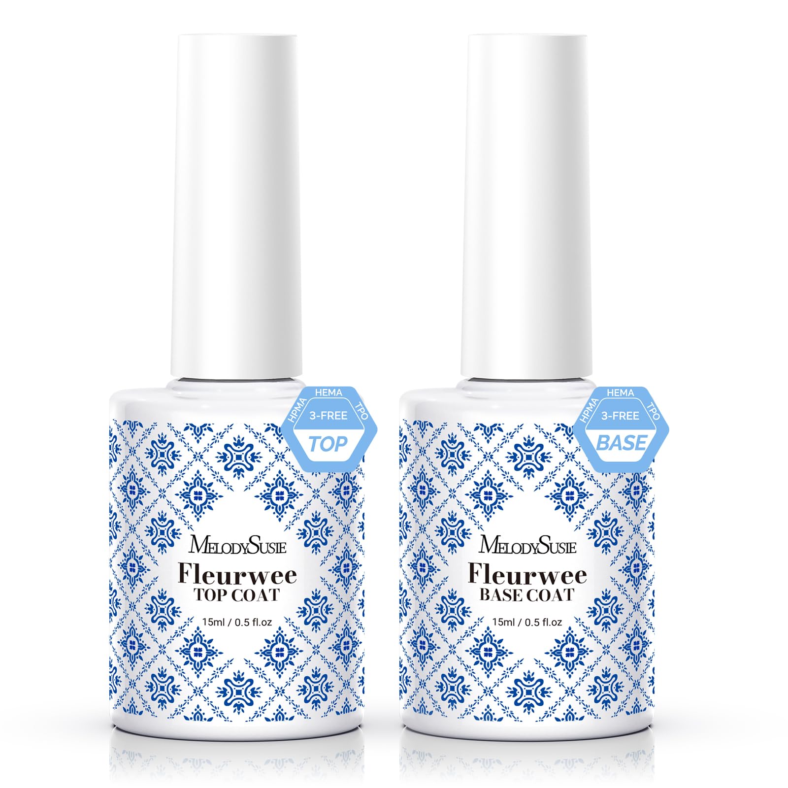 MelodySusie front packaging showing base and top coat, clear labeling and benefits