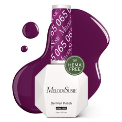 MelodySusie front bottle showing dark purple polish and professional finish benefit