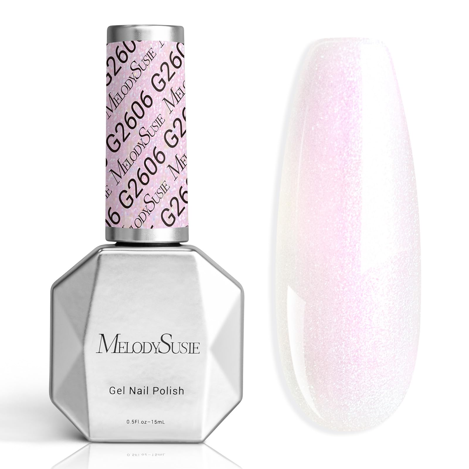 MelodySusie front bottle showing pink aurora shimmer and clear branding for vibrant color