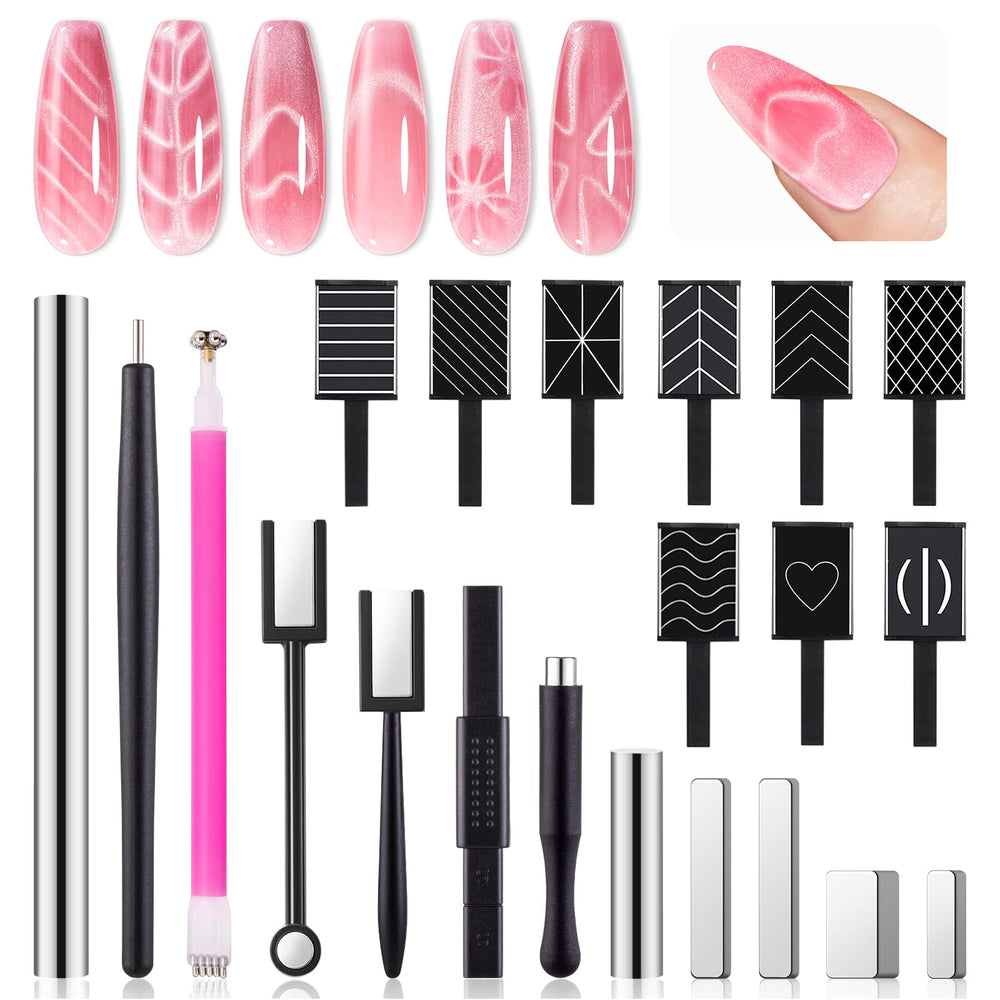 MelodySusie front package view showing full 21-piece cat-eye magnet set and portability