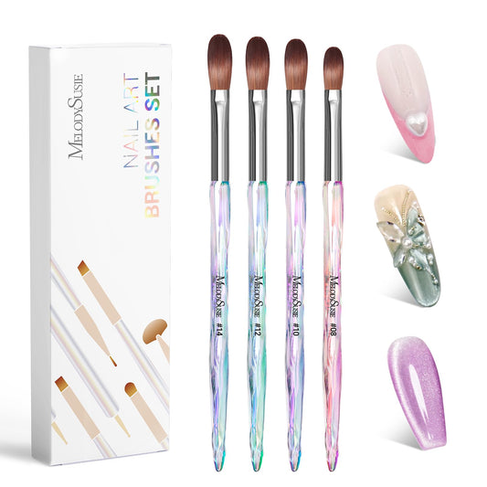 MelodySusie front packaging showing full 4-piece brush set and benefits