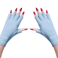 MelodySusie front view of baby blue gloves showing sleek fit and protection