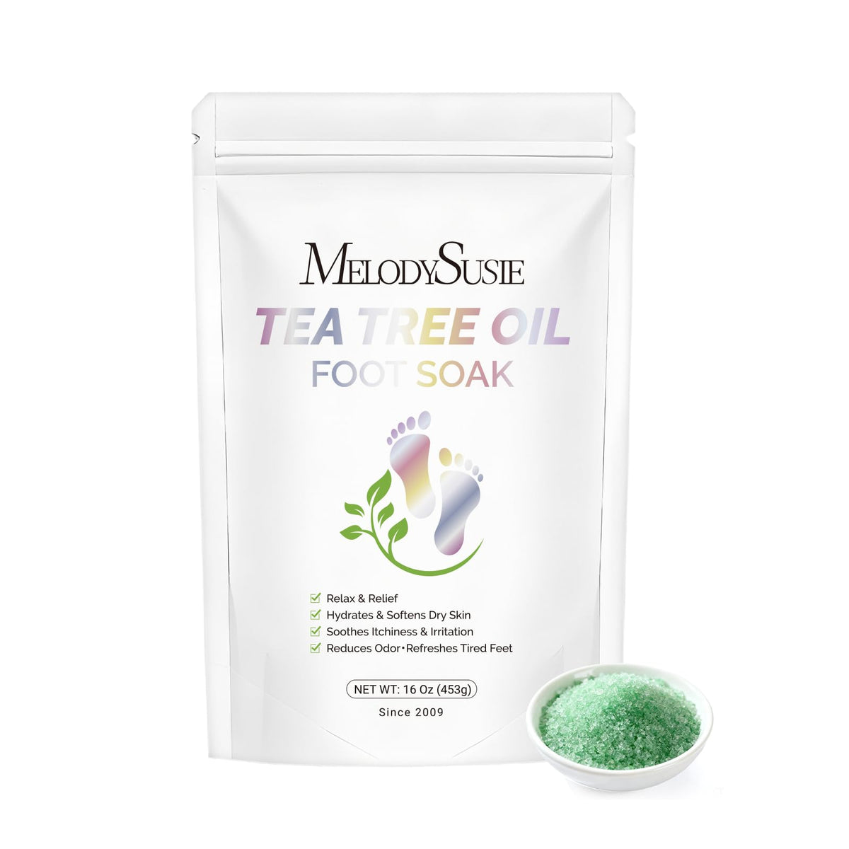 MelodySusie front packaging showing product benefits and use