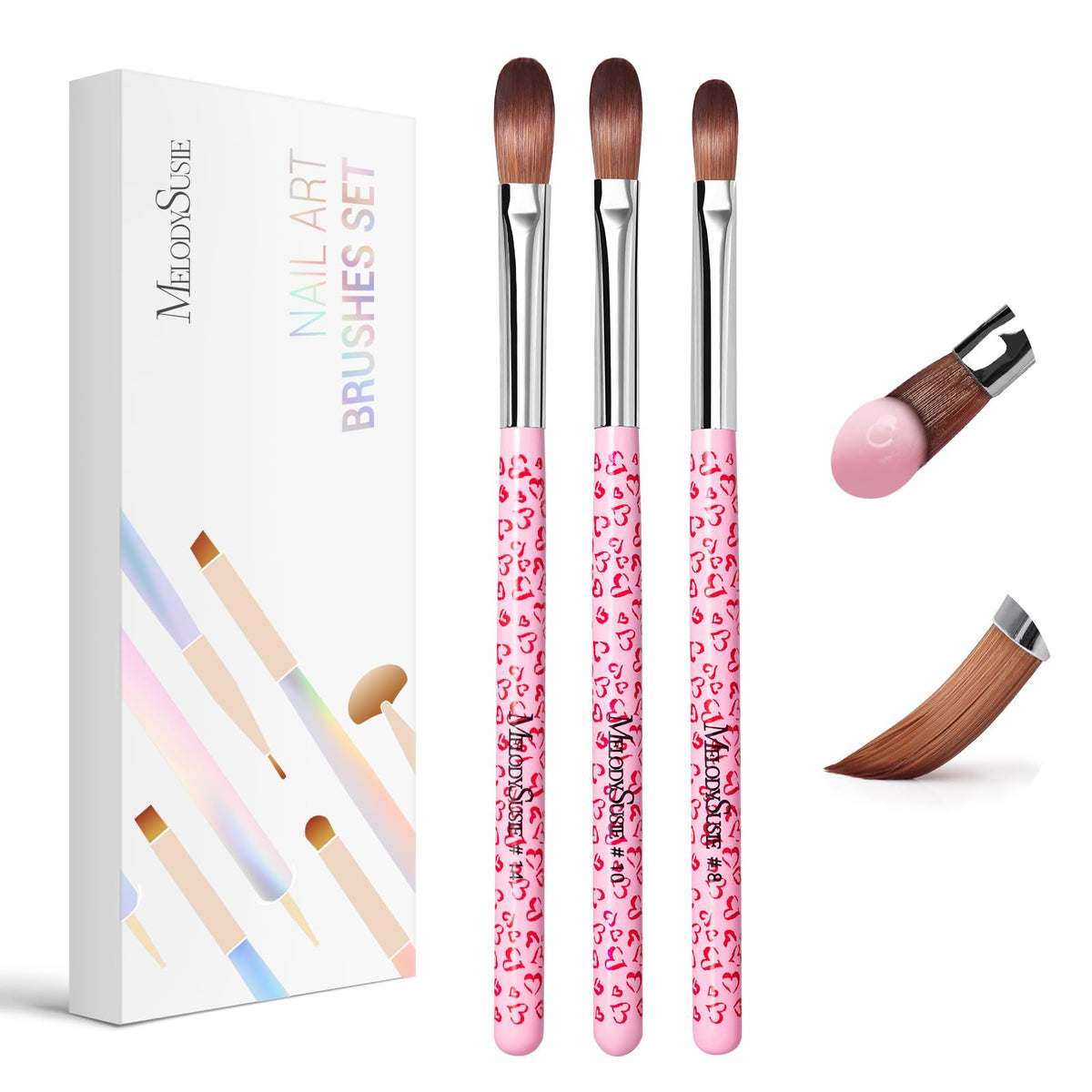 MelodySusie front view of pink brush set showing professional look and convenience