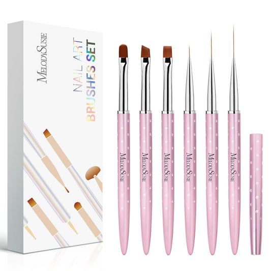 MelodySusie front packaging showing six rose gold brushes, attractive and professional
