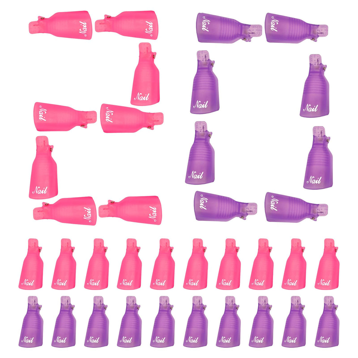 MelodySusie soak-off clips front view showing 20-piece set and color variety for fast removal