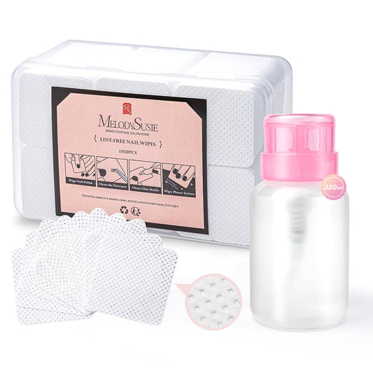 MelodySusie front pack showing wipes and pump bottle for neat polish removal