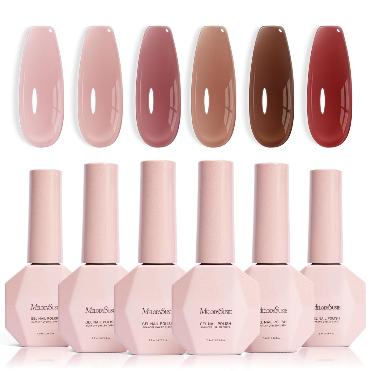 MelodySusie front packaging showing six jelly gel bottles, clear set display