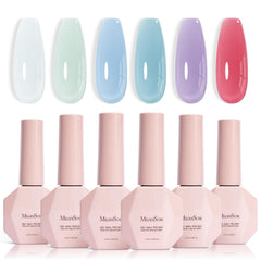 MelodySusie front packaging showing six pastel jelly gel bottles for easy identification