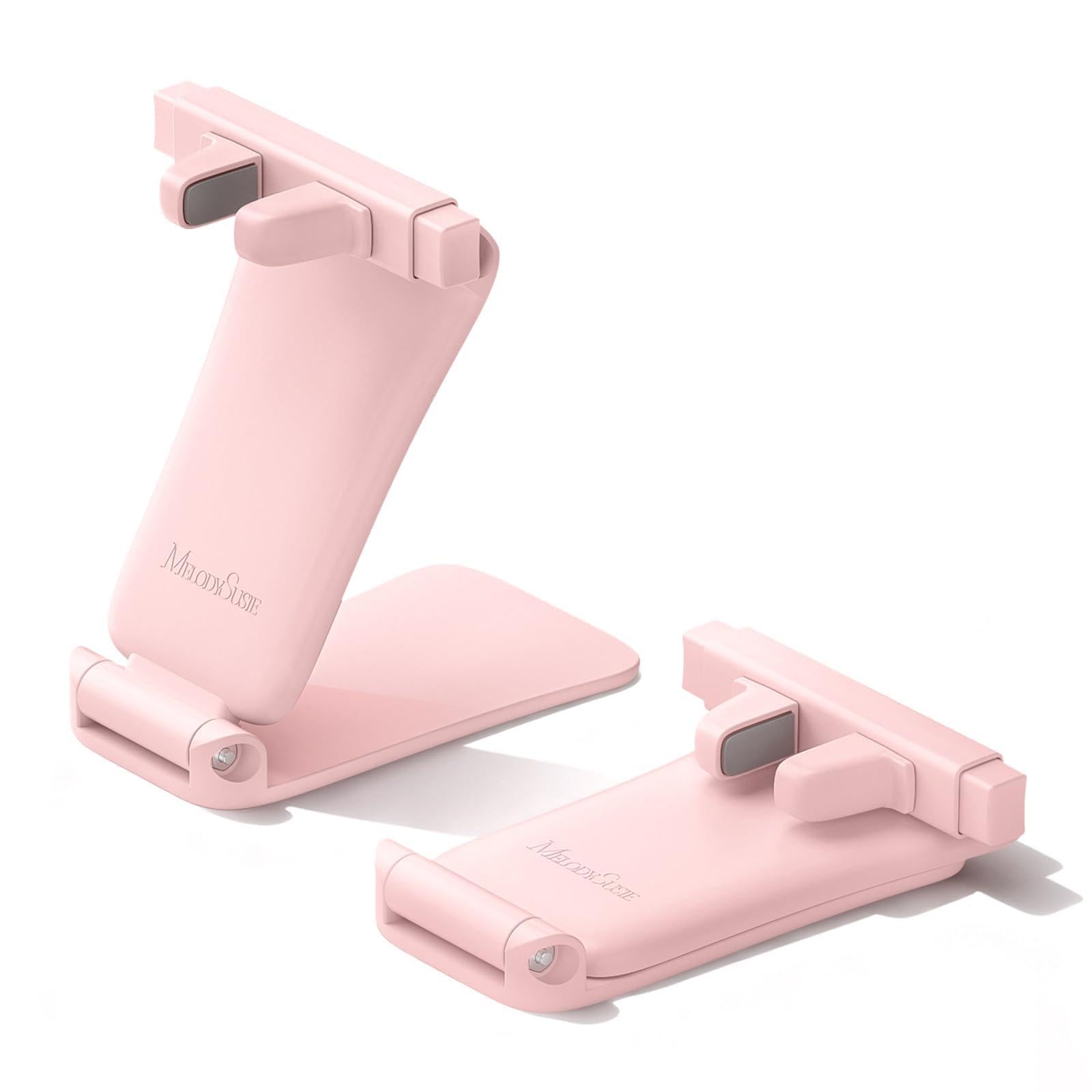 MelodySusie front view of pink holder showing stable base and clamp benefit