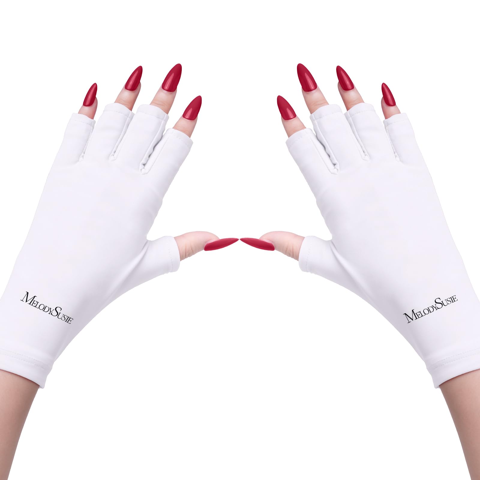 MelodySusie front view white gloves showing full hand coverage and protection