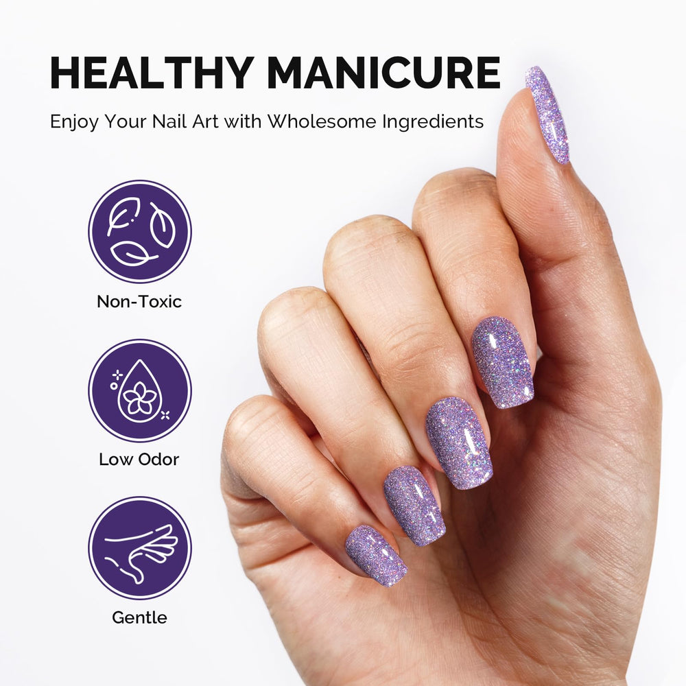 MelodySusie applied on manicure showing glitter finish and long-lasting look