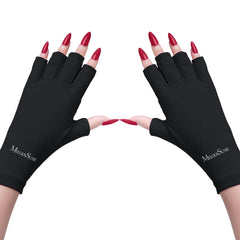 MelodySusie gloves front view showing black fingerless design and coverage benefit