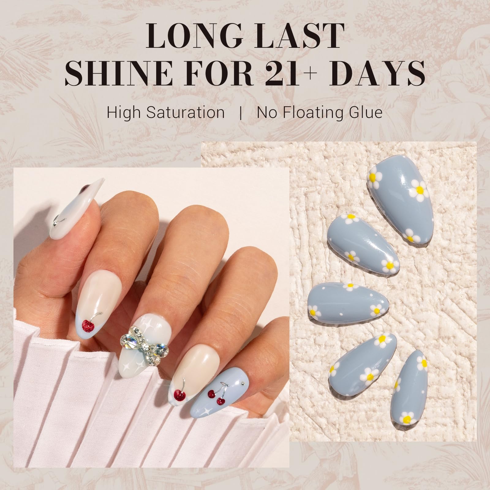 MelodySusie applied on nails in use for salon-quality glossy finish