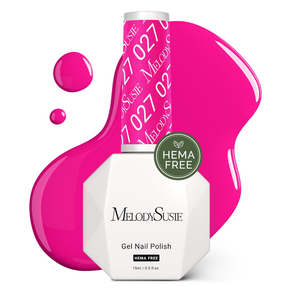 MelodySusie front bottle view showing hot-pink polish and label benefit