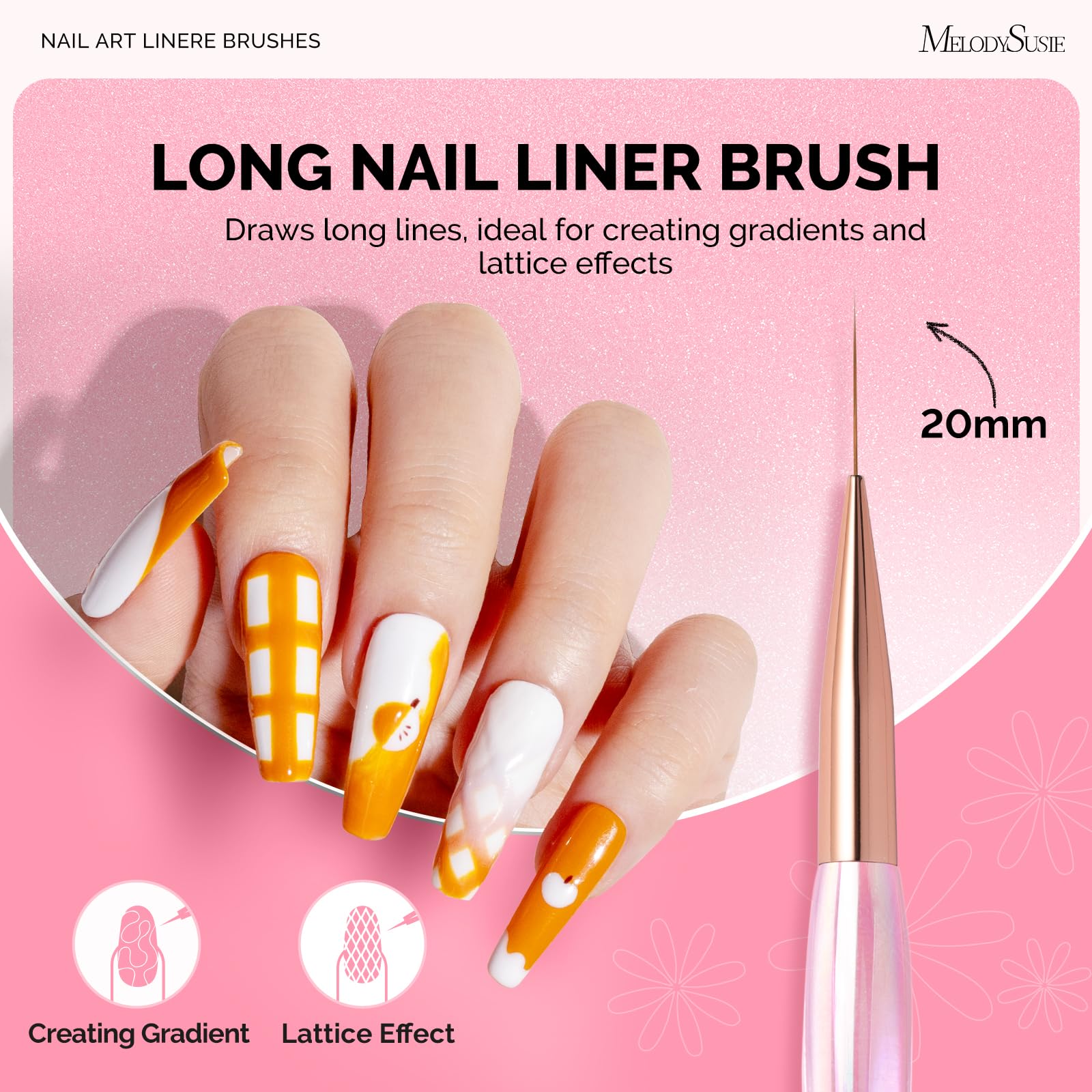 MelodySusie in use drawing a fine line illustrating accurate nail-art strokes