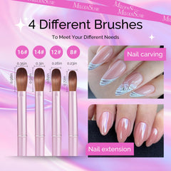 MelodySusie brush applying acrylic powder to nail extension, enabling controlled shaping and faster services