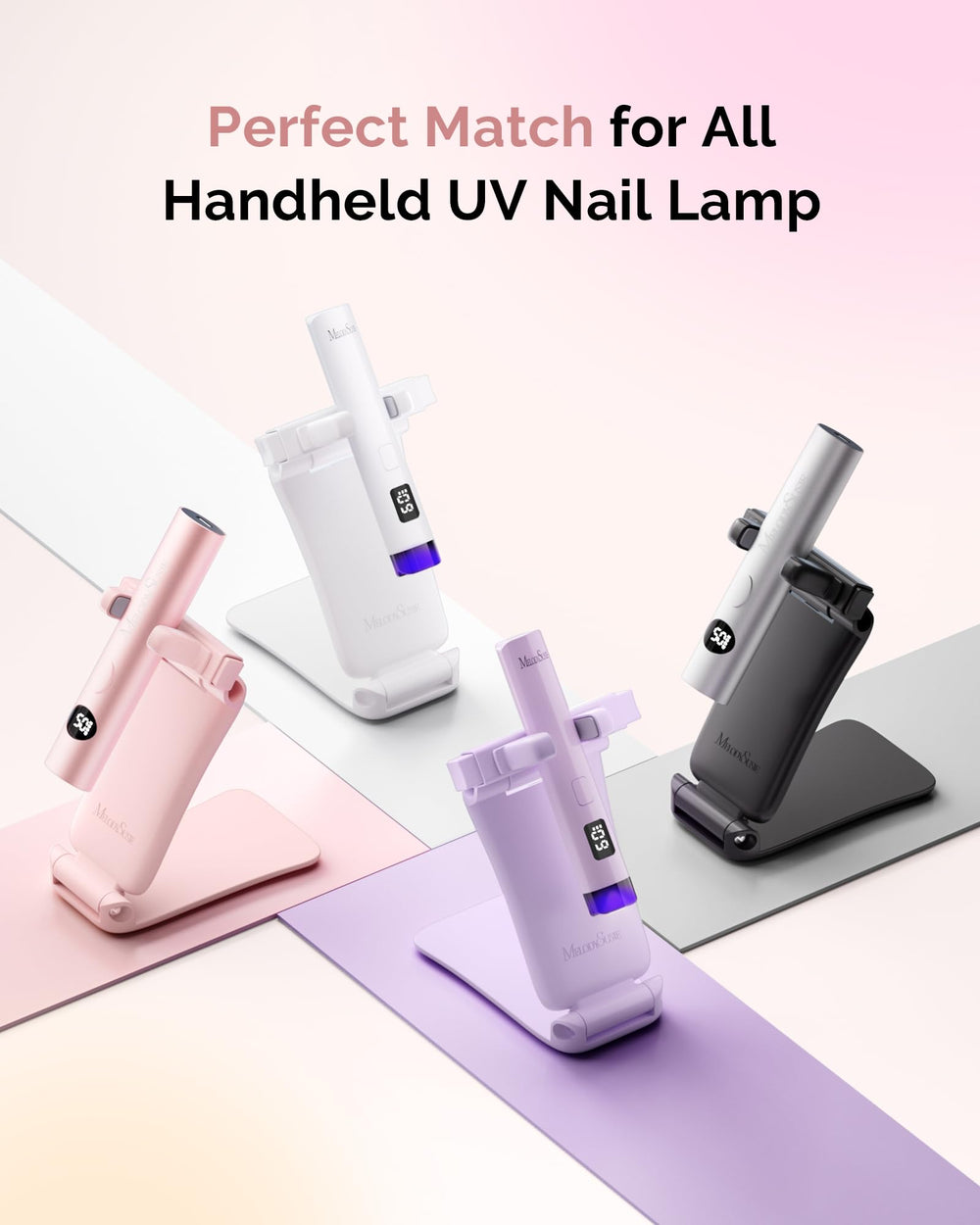 MelodySusie holder in use during a manicure showing hands-free convenience benefit