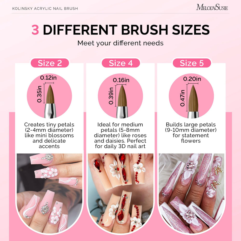 MelodySusie brush sculpting a 3D acrylic flower demonstrating precise application and control