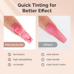 MelodySusie label detail highlighting HEMA-free formula for safer use