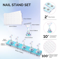 MelodySusie finished press-on nails displayed on stands illustrating professional presentation