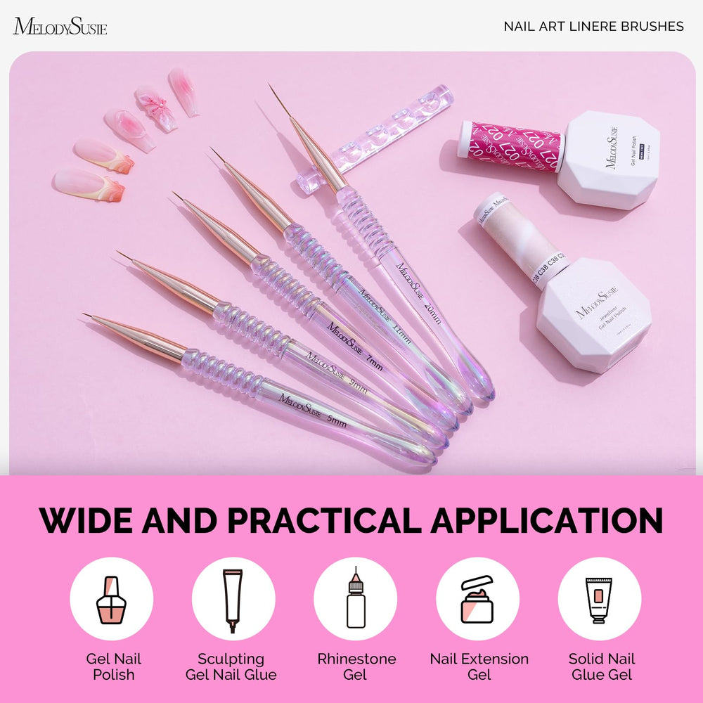 MelodySusie brushes on a salon table with polish bottles illustrating professional use