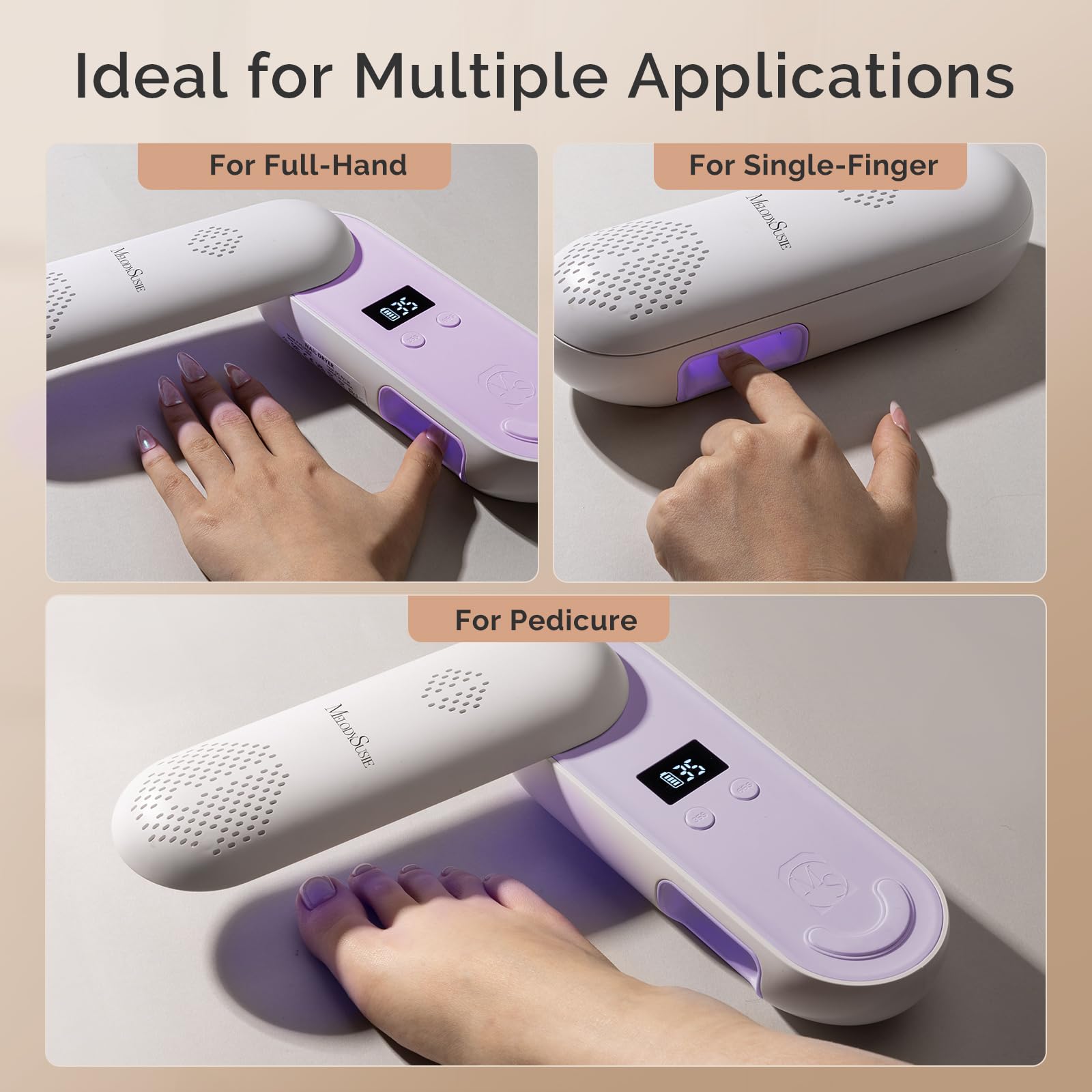 MelodySusie on manicure table with tools showing professional-at-home convenience benefit