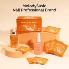 MelodySusie lifestyle image of woman using pad for quick nail care benefit