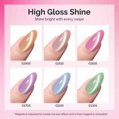 MelodySusie magnet demonstration in use over nail creating precise cat eye shimmer effect