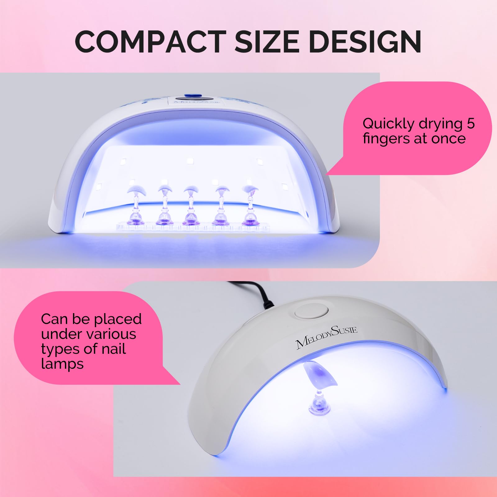 MelodySusie magnetic base with stands inside LED lamp for hands-free curing