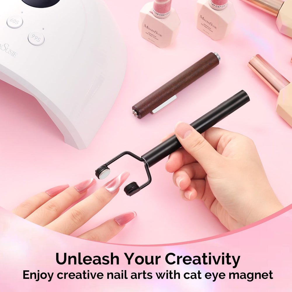 MelodySusie magnet hovering over nail creating cat eye effect benefit