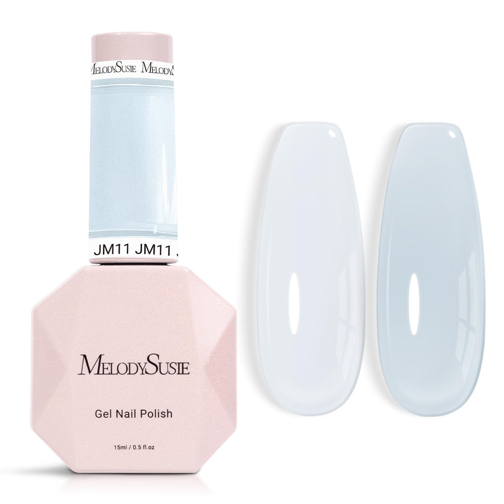 MelodySusie front bottle image showing milky blue shade and glossy finish benefit