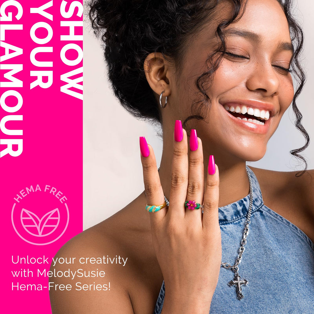 MelodySusie application on nails with UV lamp for durable finish benefit