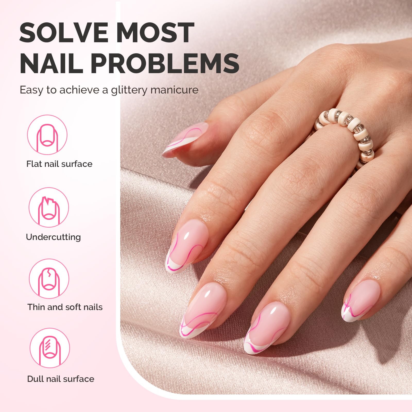 MelodySusie nail extension in use with cured gel providing durable length