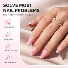 MelodySusie nail extension in use with cured gel providing durable length