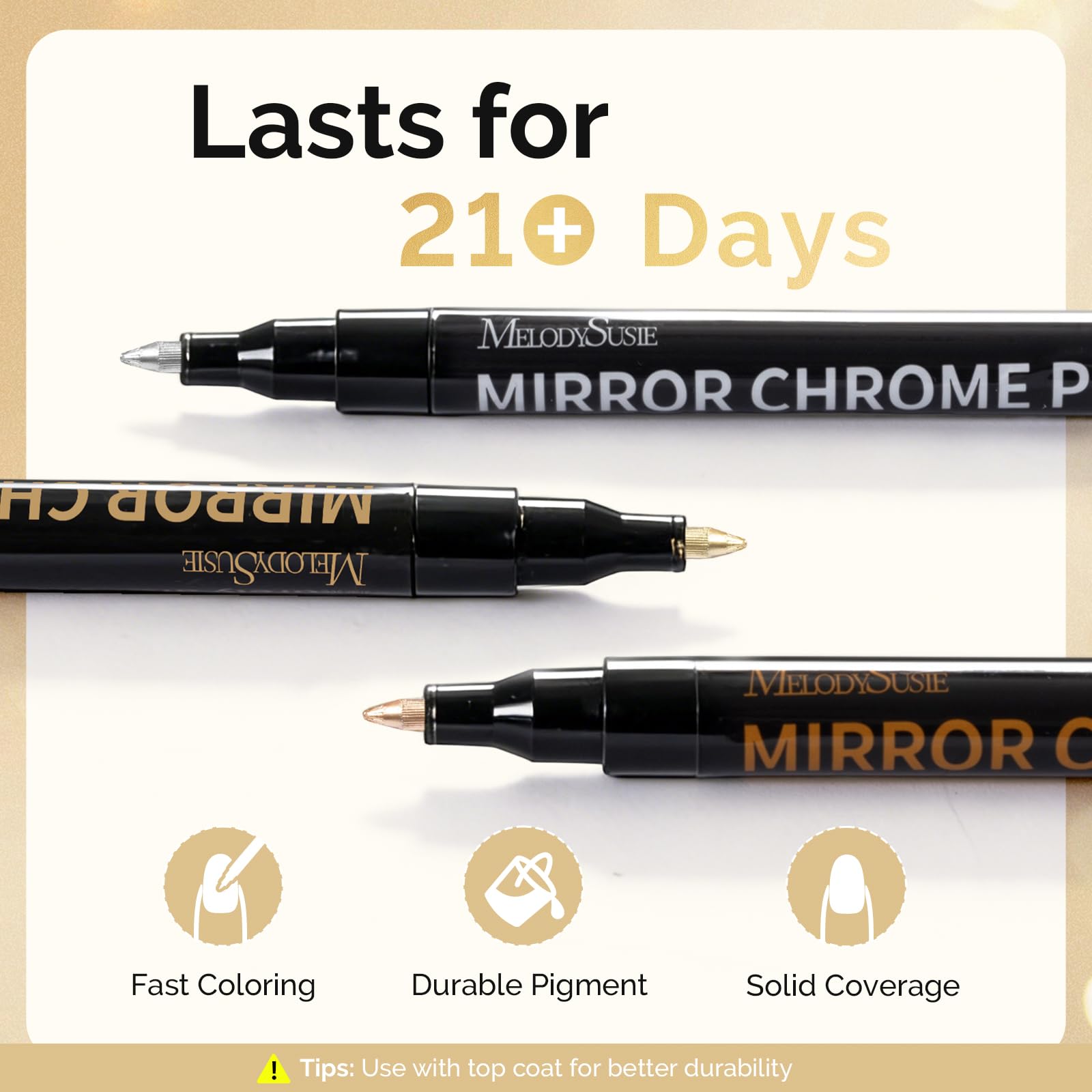 MelodySusie pen being used on a manicure for fast salon-style accents