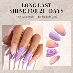 MelodySusie nail swatch on tip displaying true lavender shade and shine